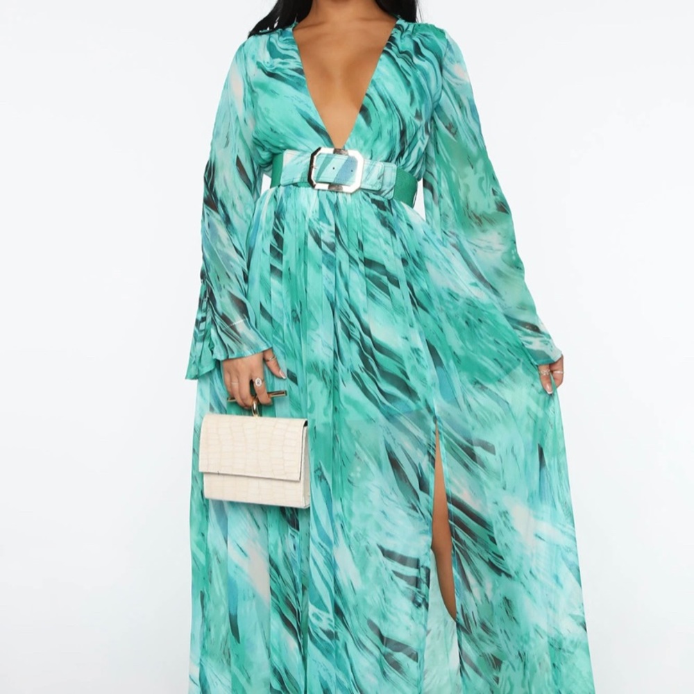 Magnum Belted Maxi Dress - Blue/combo Large